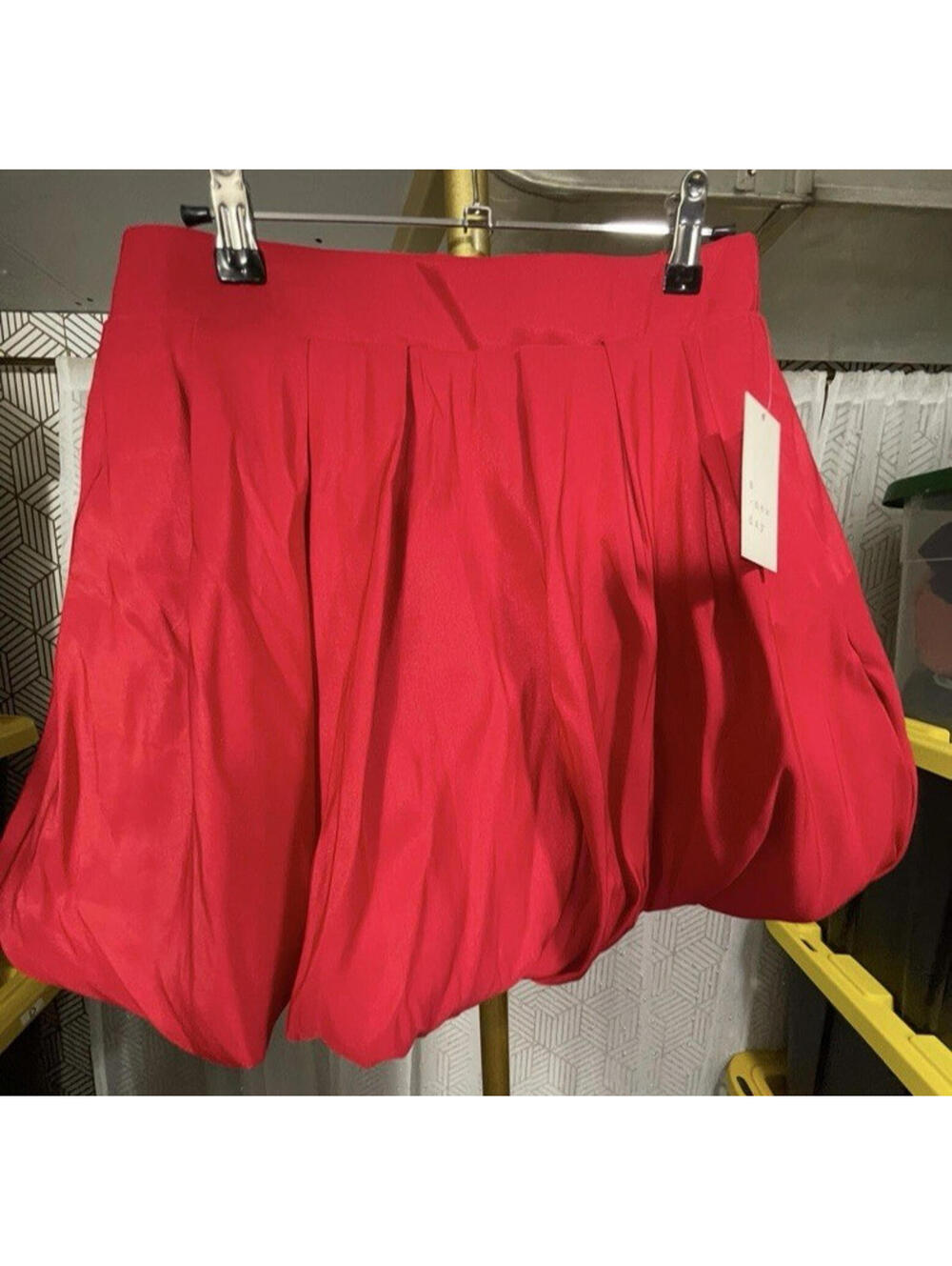 NWT A New Day Red Bubble Hem Pleated Skirt Elastic Waist Short Size S MSRP $25
